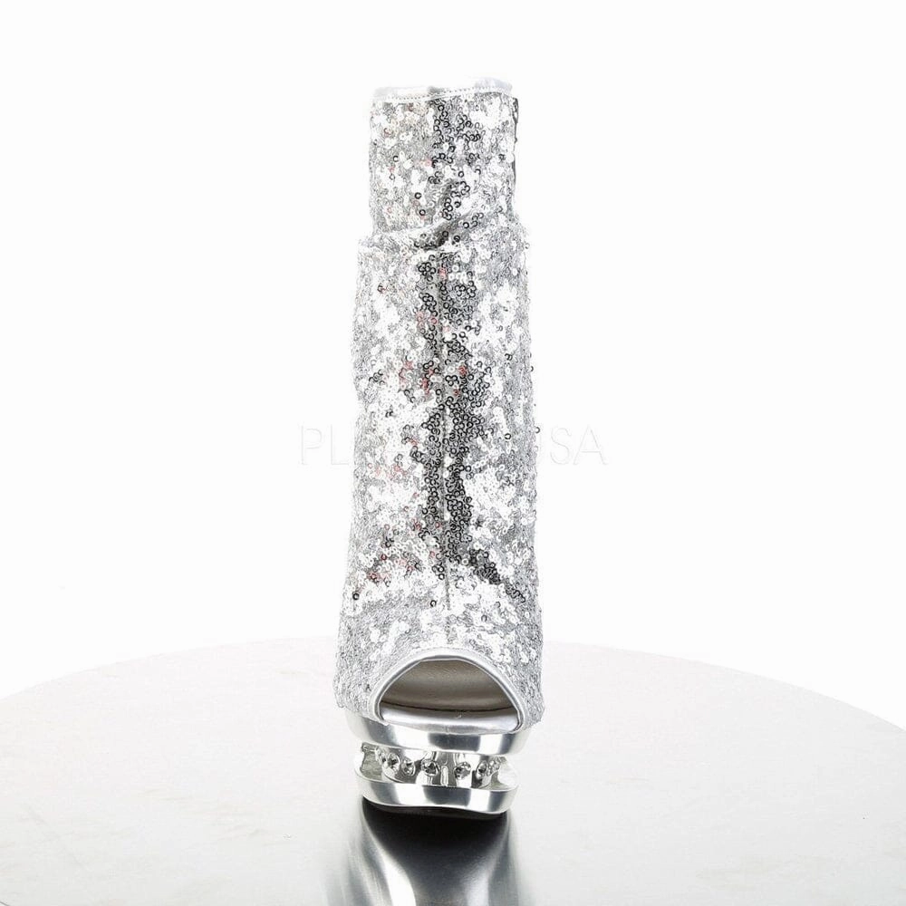 SS-BLONDIE-R-1008 Platform Boot  | Silver Sequins