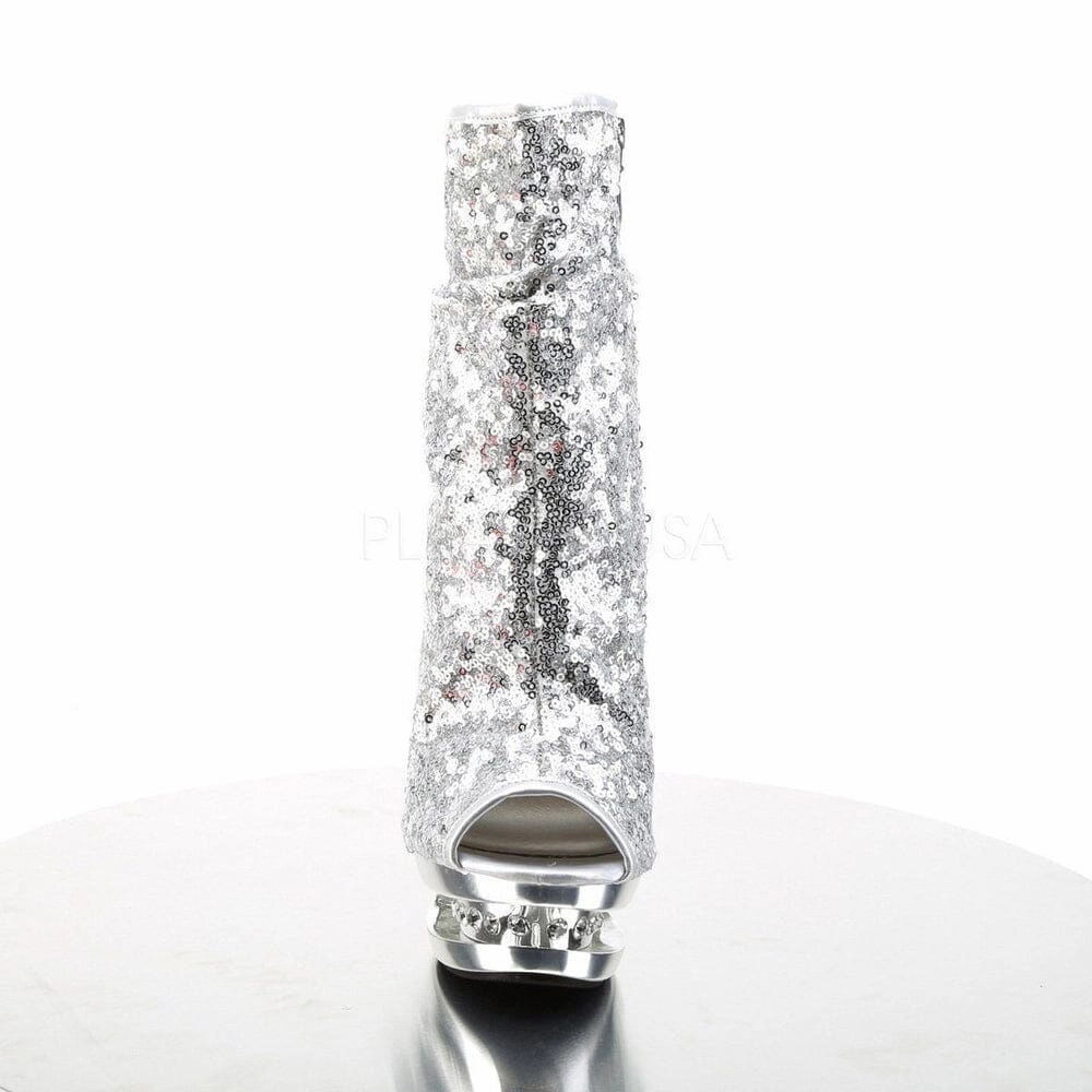 SS-BLONDIE-R-1008 Platform Boot  | Silver Sequins