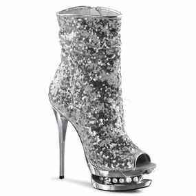 SS-BLONDIE-R-1008 Platform Boot  | Silver Sequins