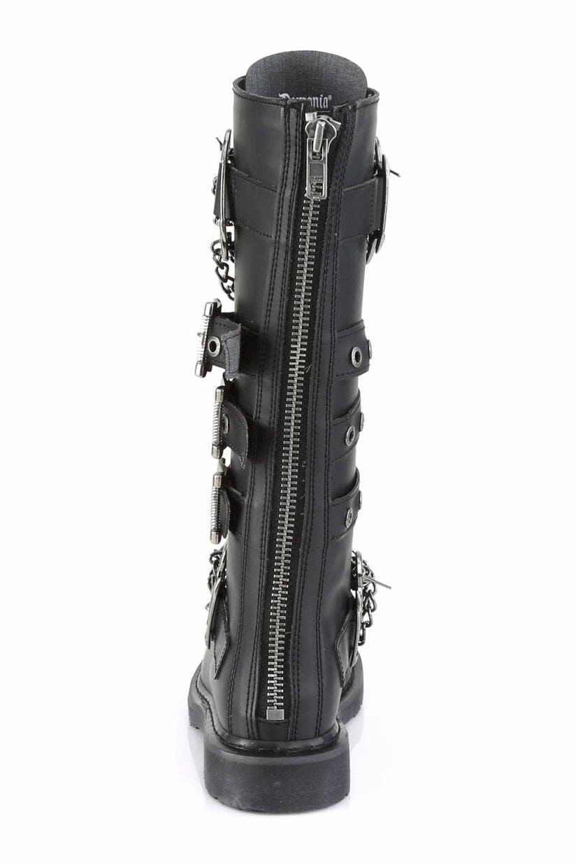 SS-BOLT-450 Black Vegan Leather Combat Boot