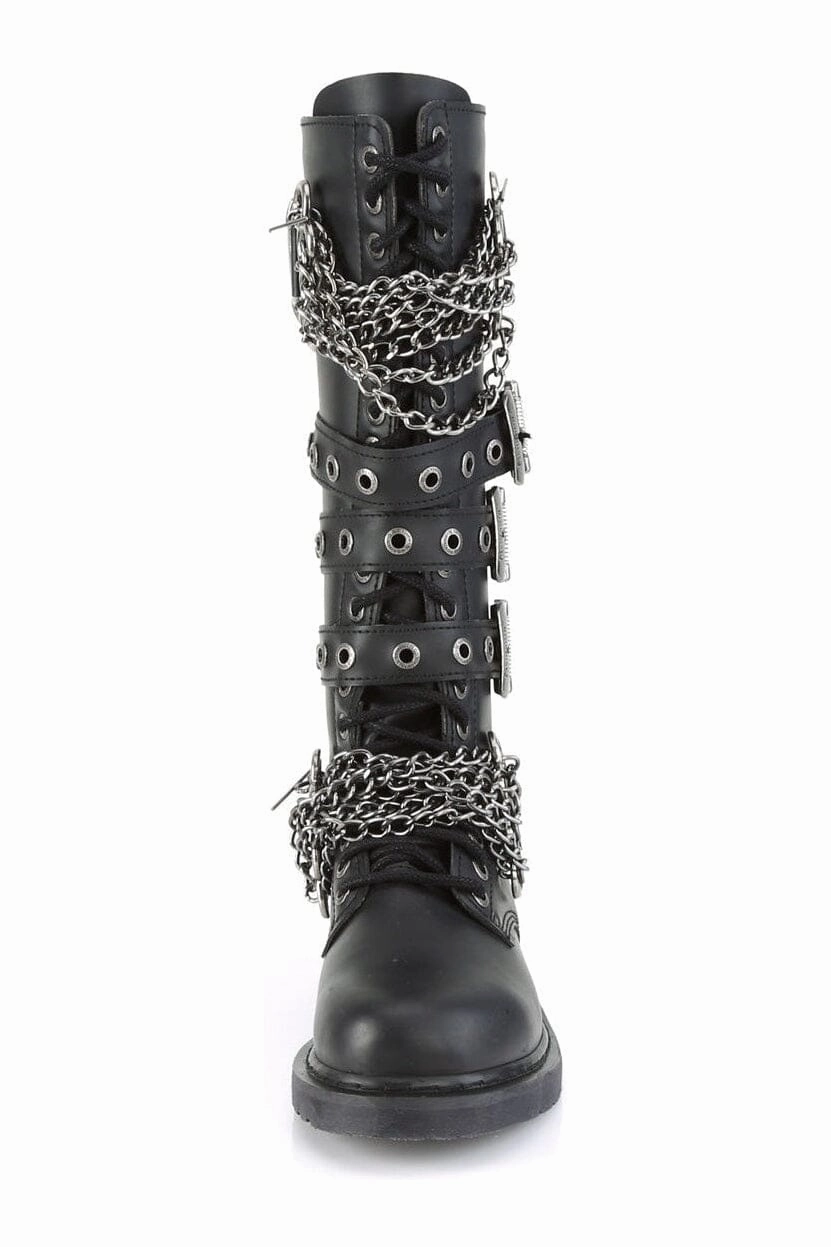SS-BOLT-450 Black Vegan Leather Combat Boot