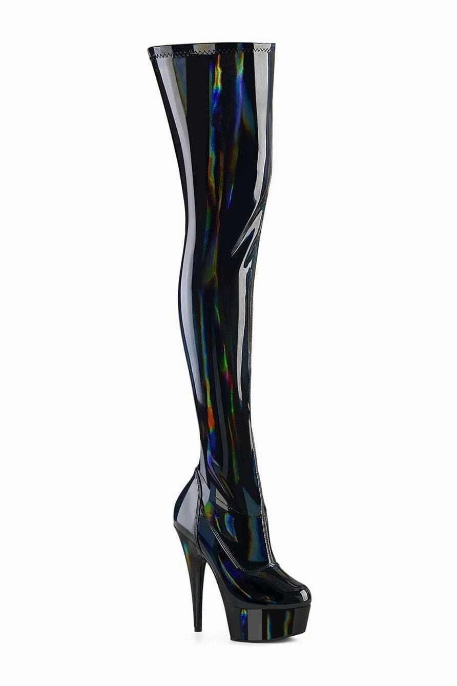 SS-DELIGHT-3000HWR Black Patent Thigh Boot