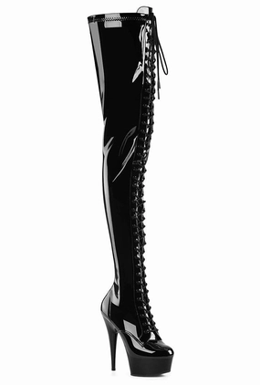 SS-DELIGHT-4023 Black Patent Thigh Boot