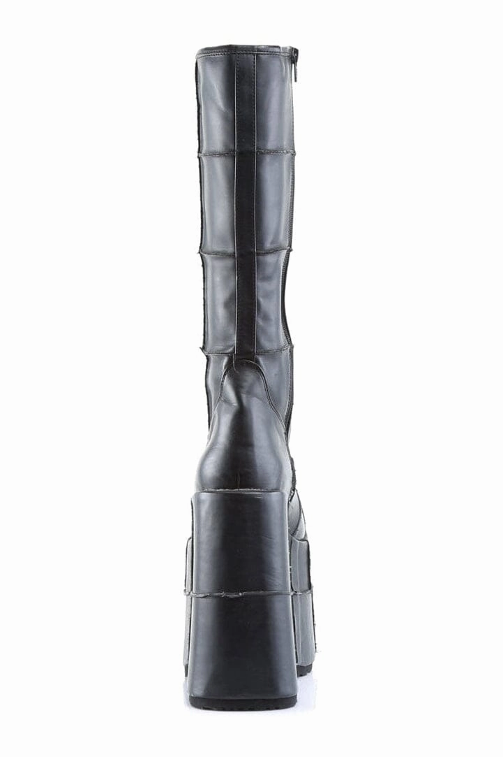 STACK-301 Black Vegan Leather Knee Boot