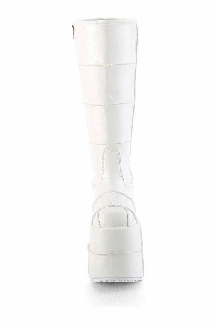 STACK-301 White Vegan Leather Knee Boot