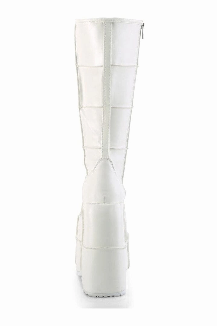 STACK-301 White Vegan Leather Knee Boot