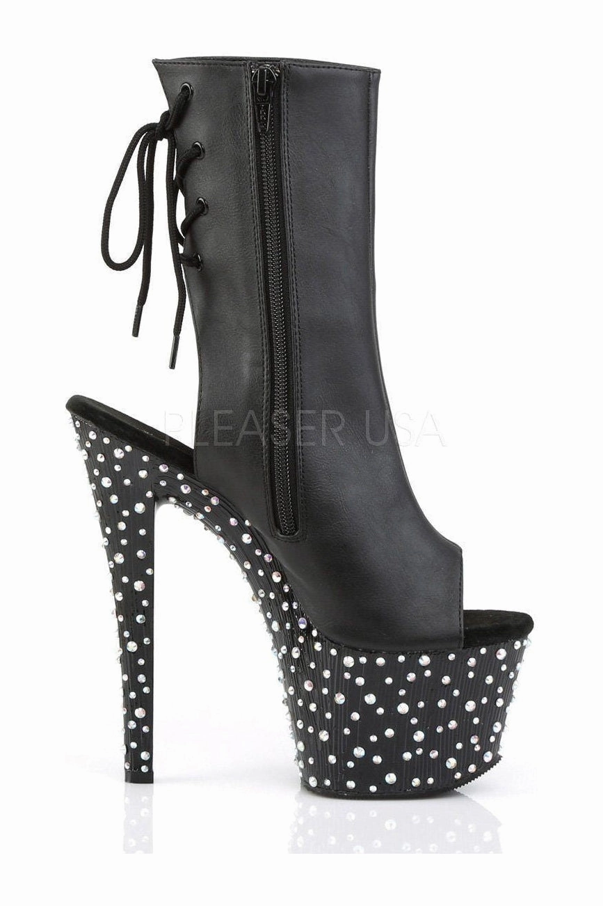 STARDANCE-1018-7 Platform Boot  | Black Faux Leather