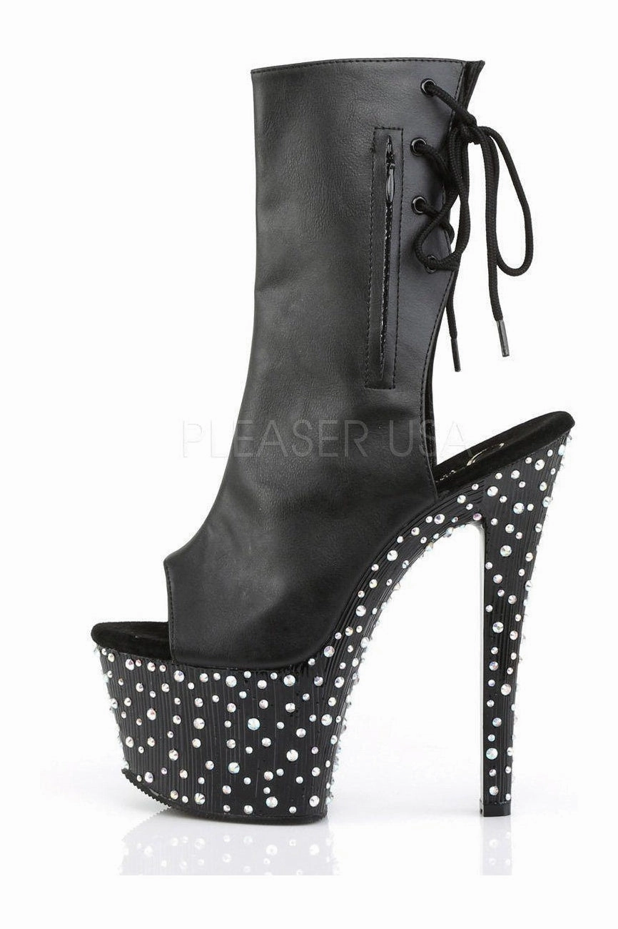 STARDANCE-1018-7 Platform Boot  | Black Faux Leather