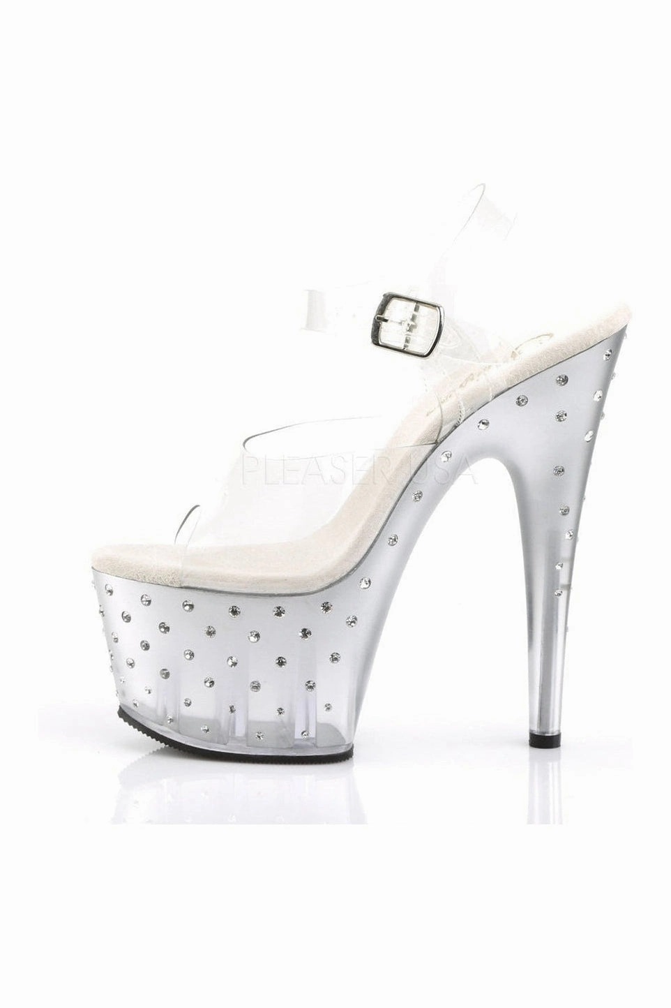 STARDUST-708T Platform Sandal  | Clear Vinyl