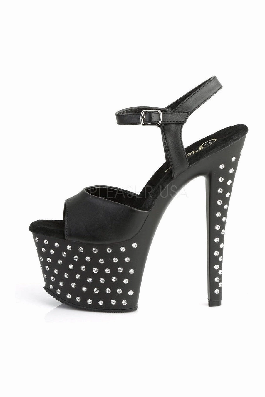 STARDUST-709 Platform Sandal  | Black Faux Leather