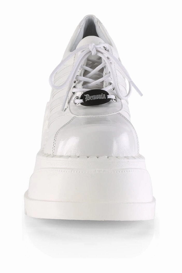 STOMP-08 White Vegan Leather Cyber Shoe