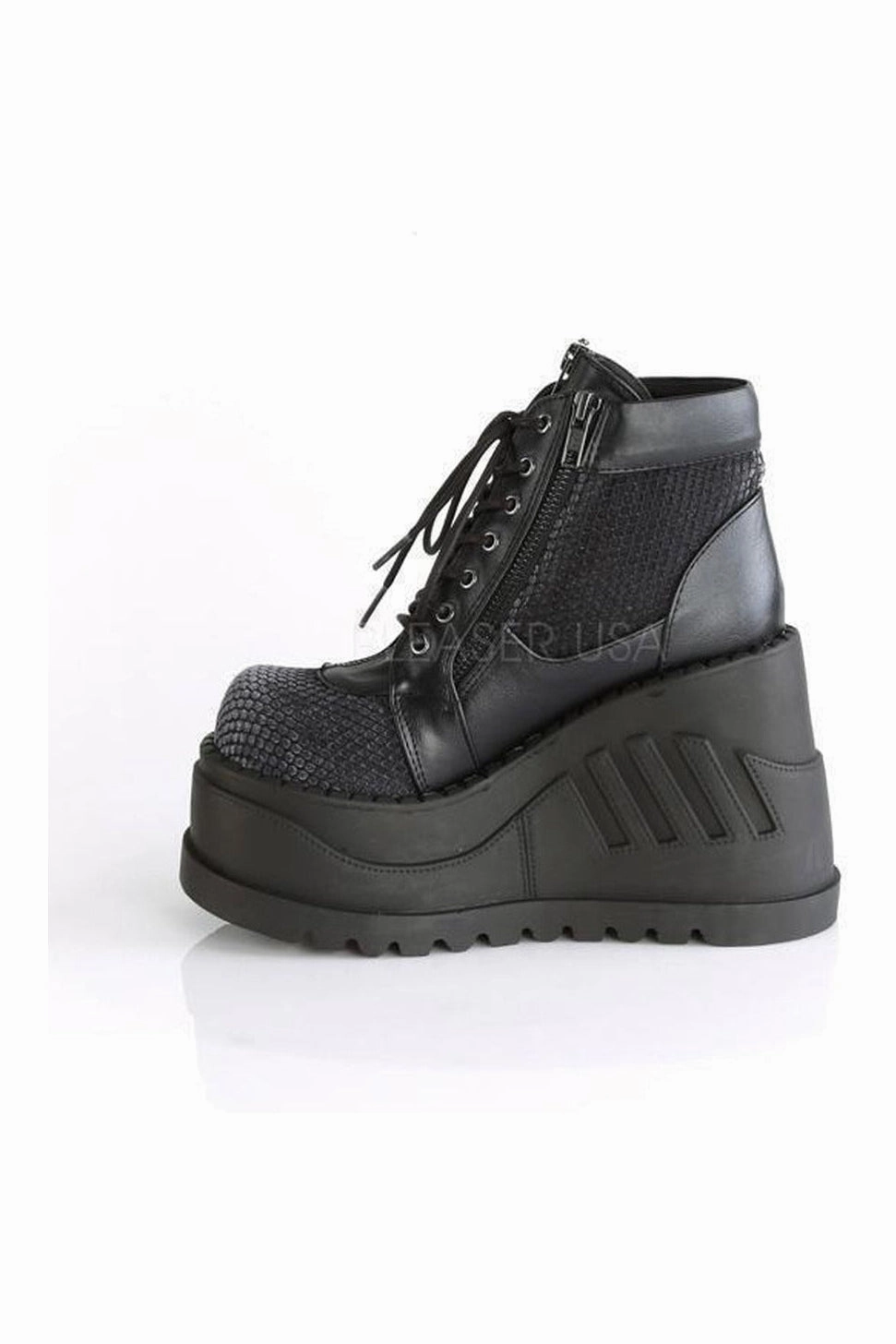 STOMP-18 Demonia Platform Boot | Black Faux Leather