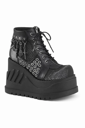 STOMP-18 Demonia Platform Boot | Black Faux Leather