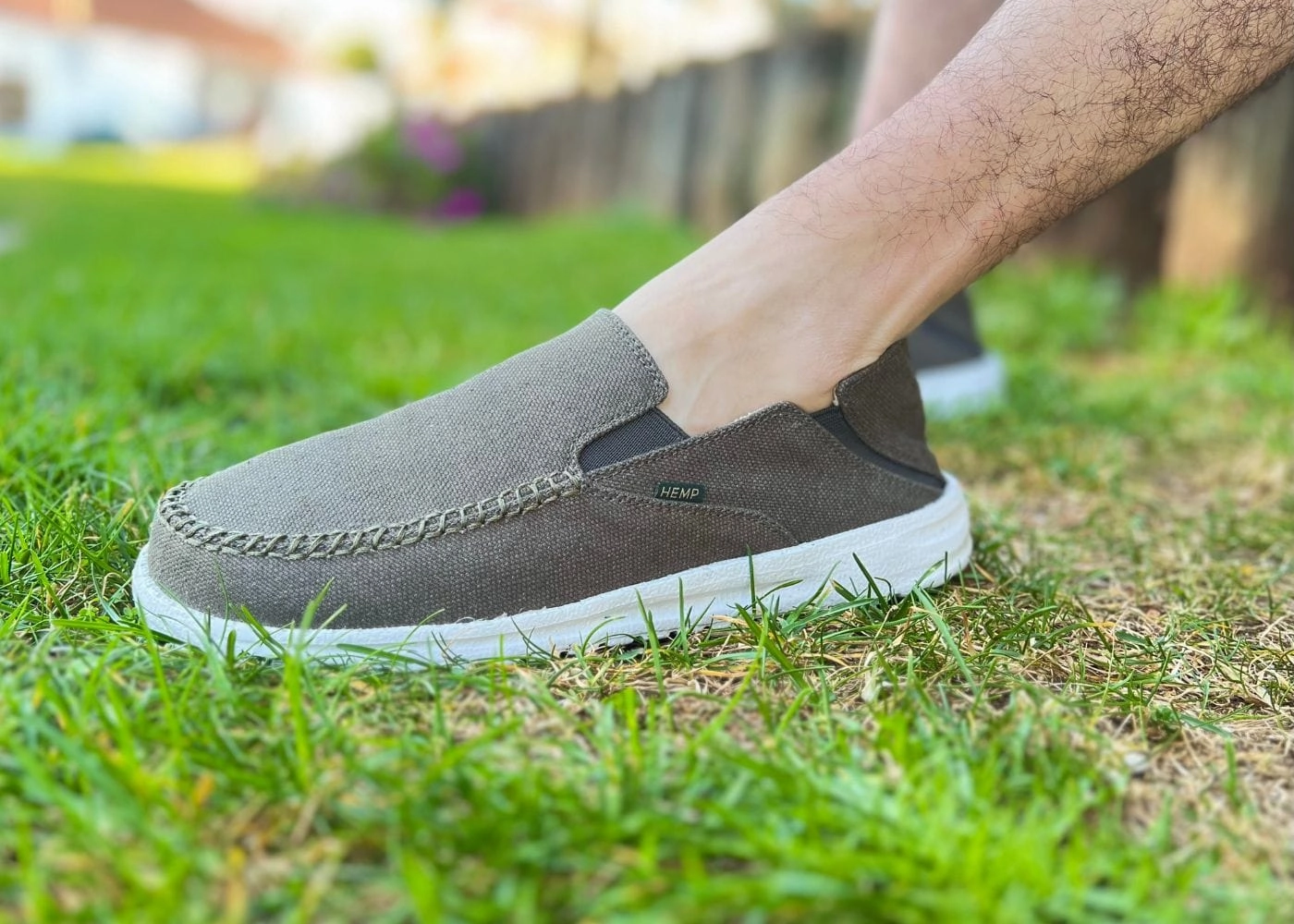 SunSlide Men's Hemp Slip-On Sneakers | Dark Green