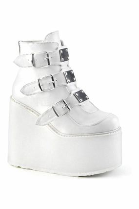SWING-105 Demonia Platform Pump | White Faux Leather
