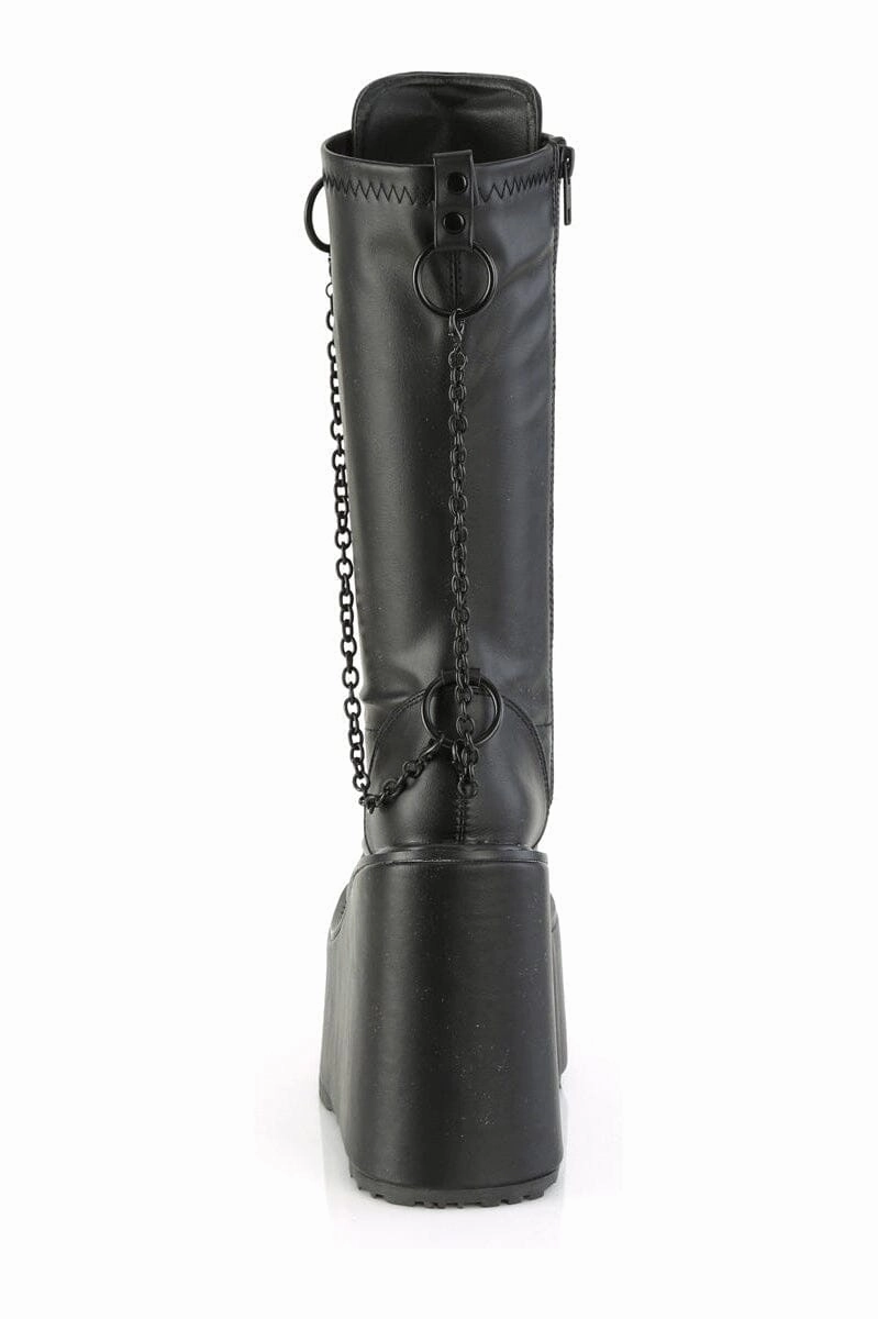 SWING-150 Black Vegan Leather Knee Boot