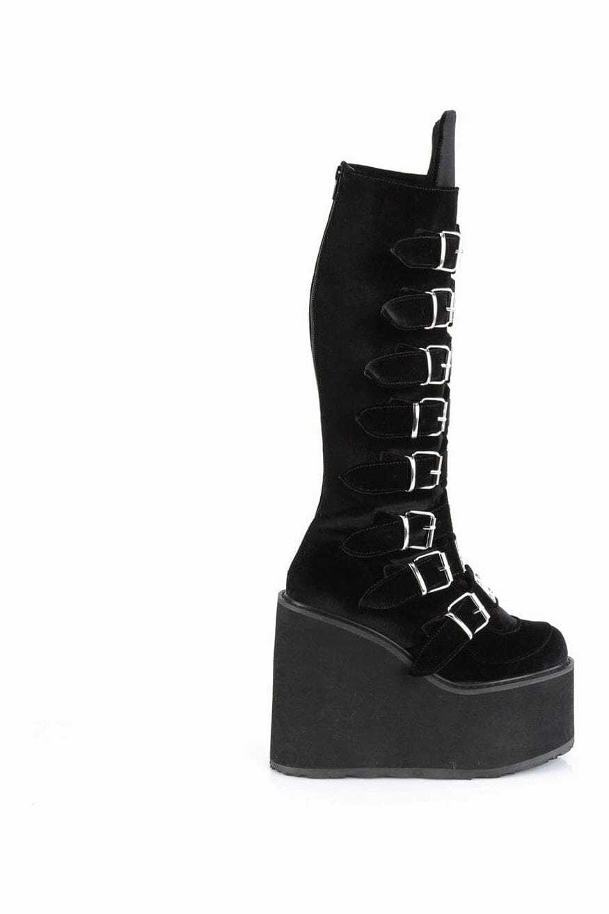 SWING-815 Black Vegan Suede Knee Boot