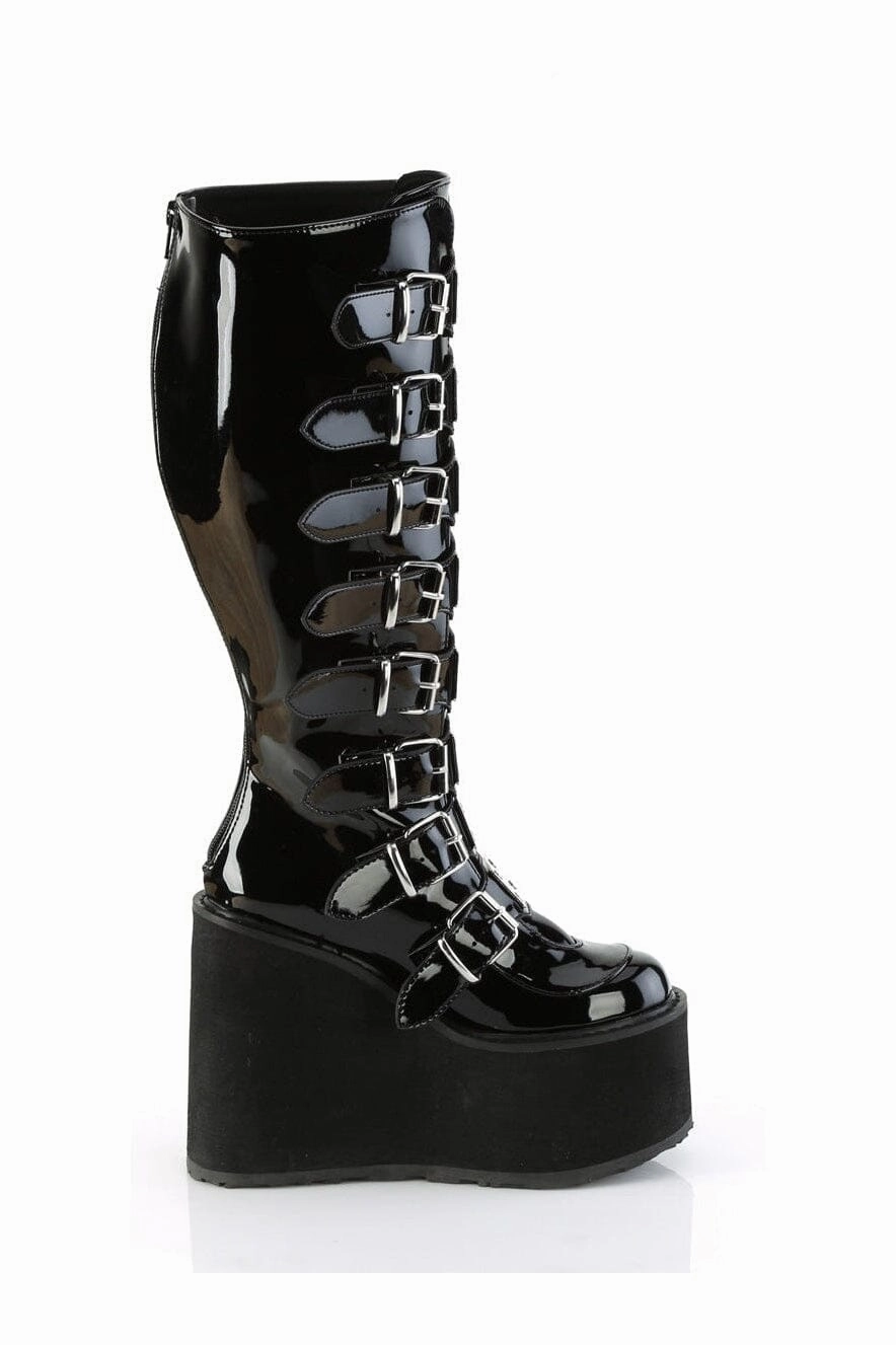 SWING-815WC Black Patent Knee Boot