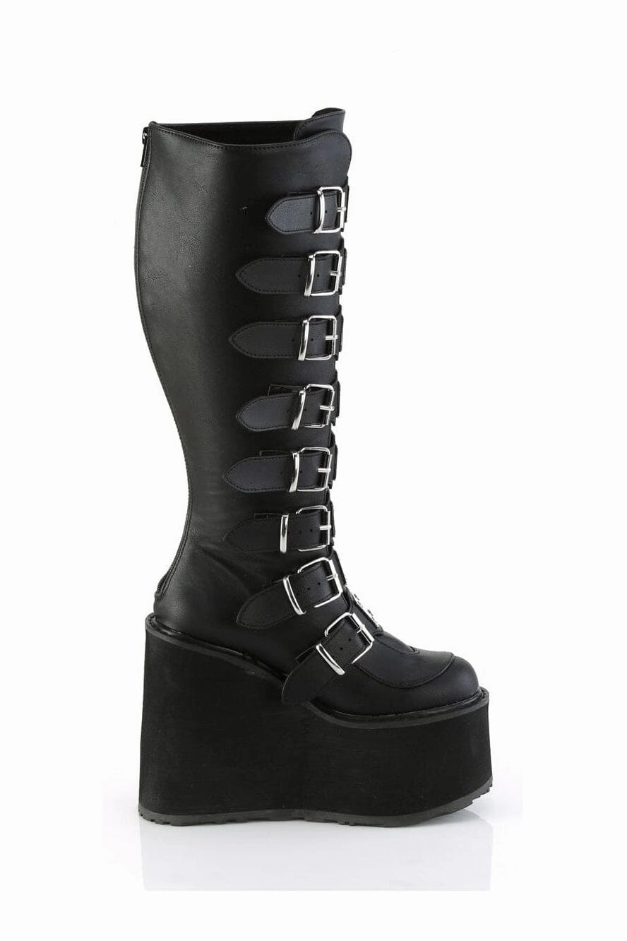 SWING-815WC Black Vegan Leather Knee Boot