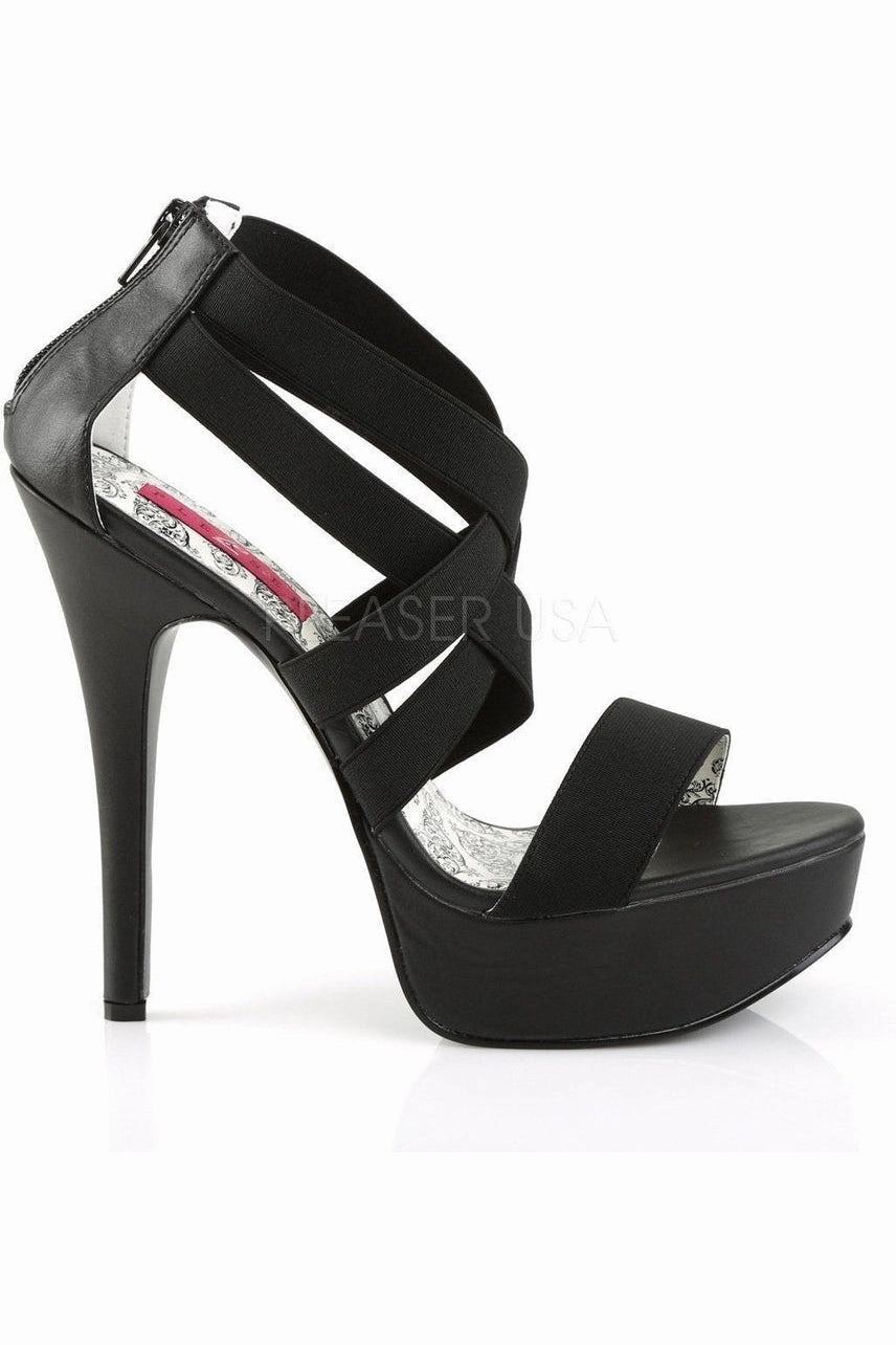TEEZE-47W Platform Sandal | Black elastic