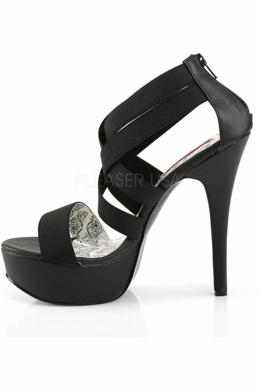 TEEZE-47W Platform Sandal | Black elastic