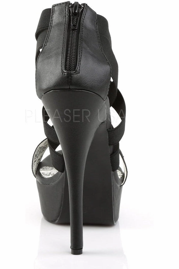TEEZE-47W Platform Sandal | Black elastic