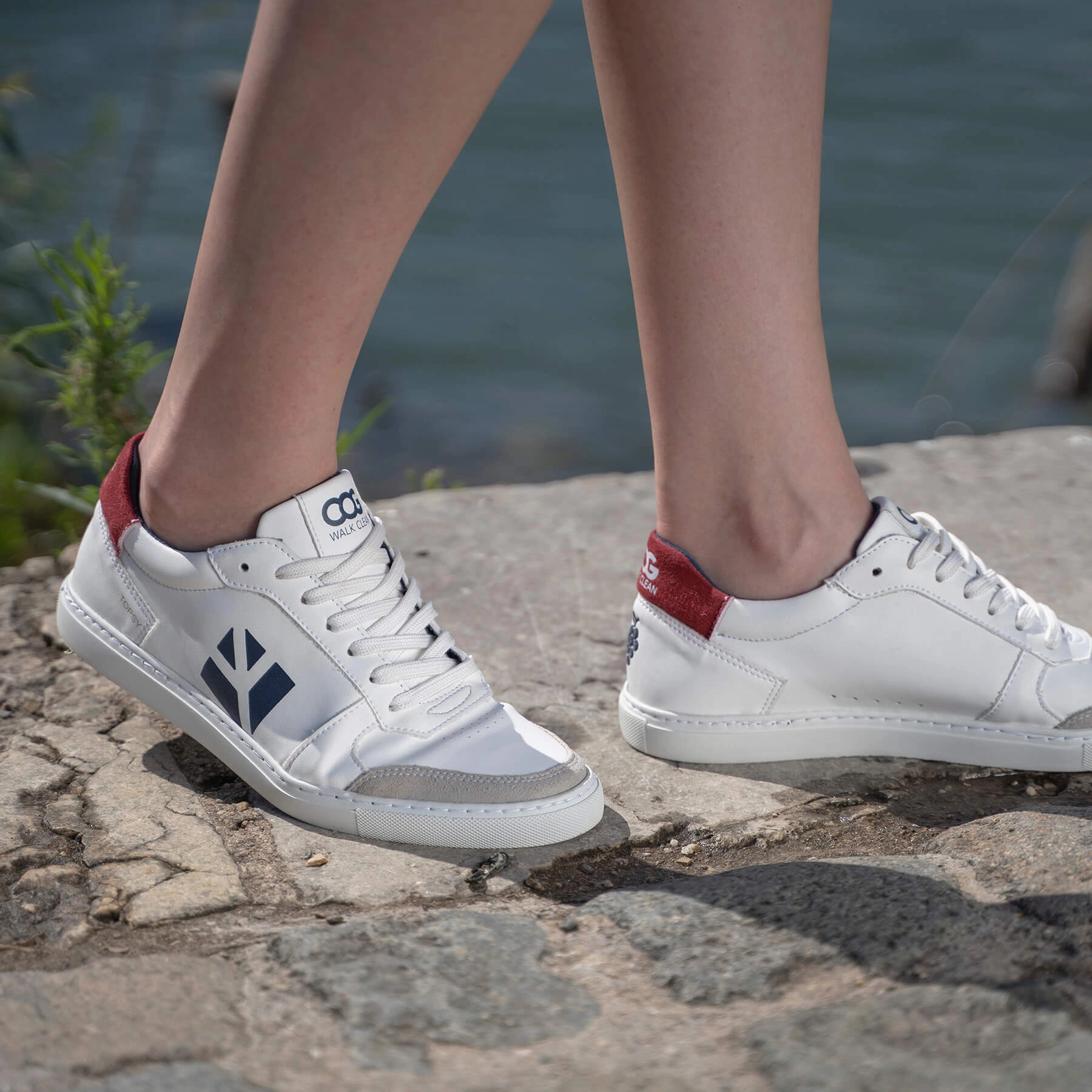 Topsy Unisex Grape Leather Vegan Sneakers | Blue, White & Red