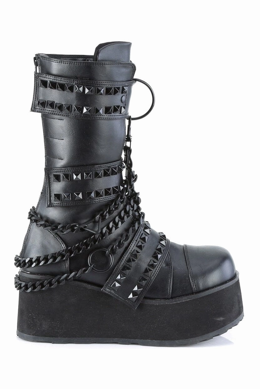 TRASHVILLE-138 Black Vegan Leather Knee boot