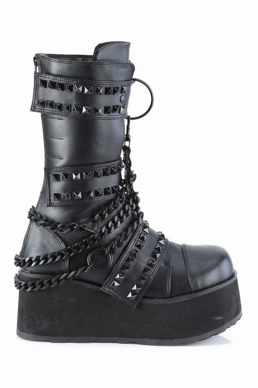 TRASHVILLE-138 Black Vegan Leather Knee boot