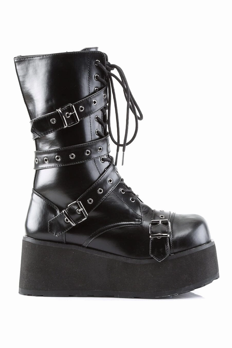 TRASHVILLE-205 Black Vegan Leather Knee Boot