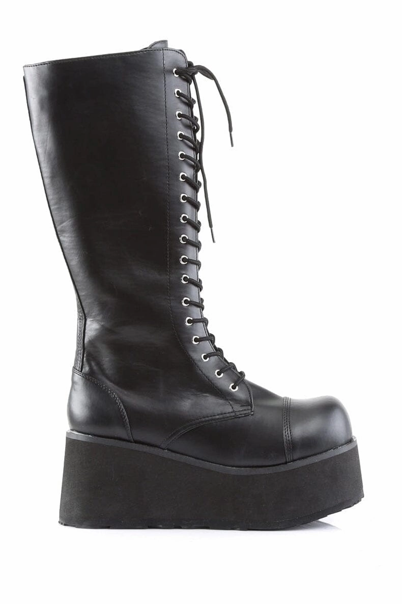 TRASHVILLE-502 Black Vegan Leather Knee Boot