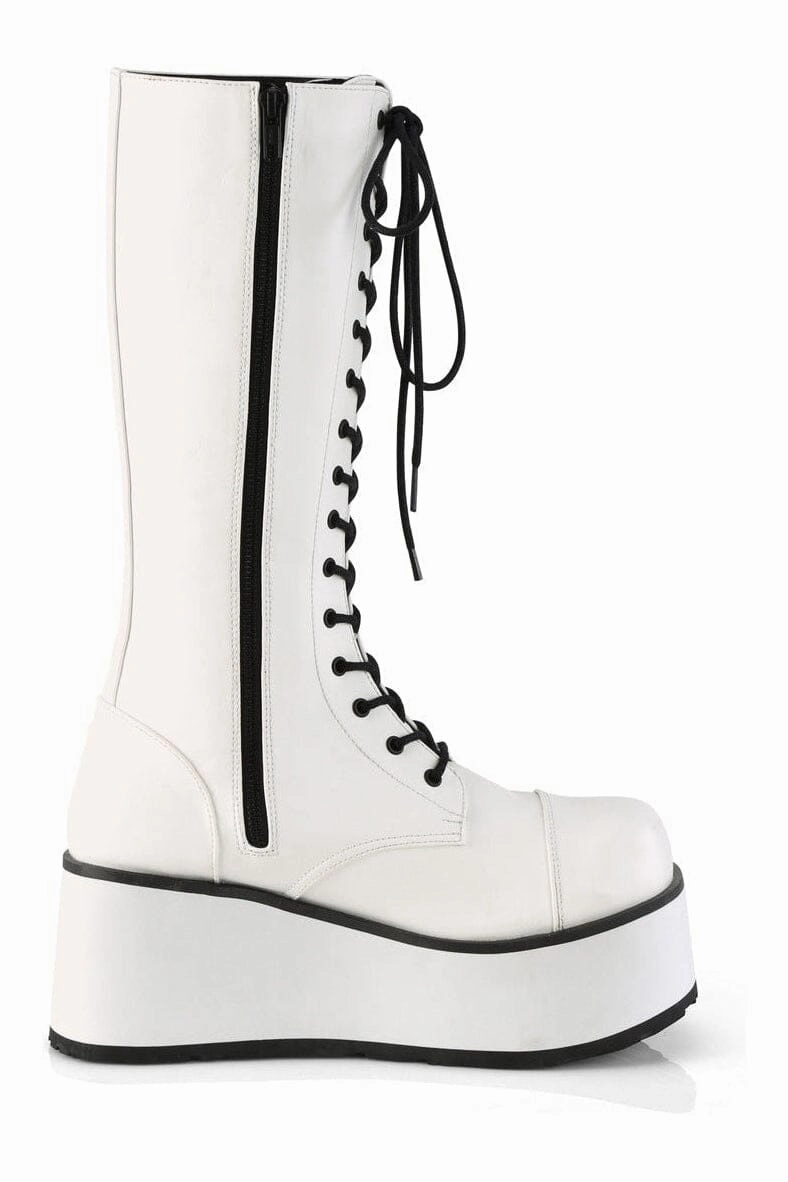 TRASHVILLE-502 White Vegan Leather Knee Boot