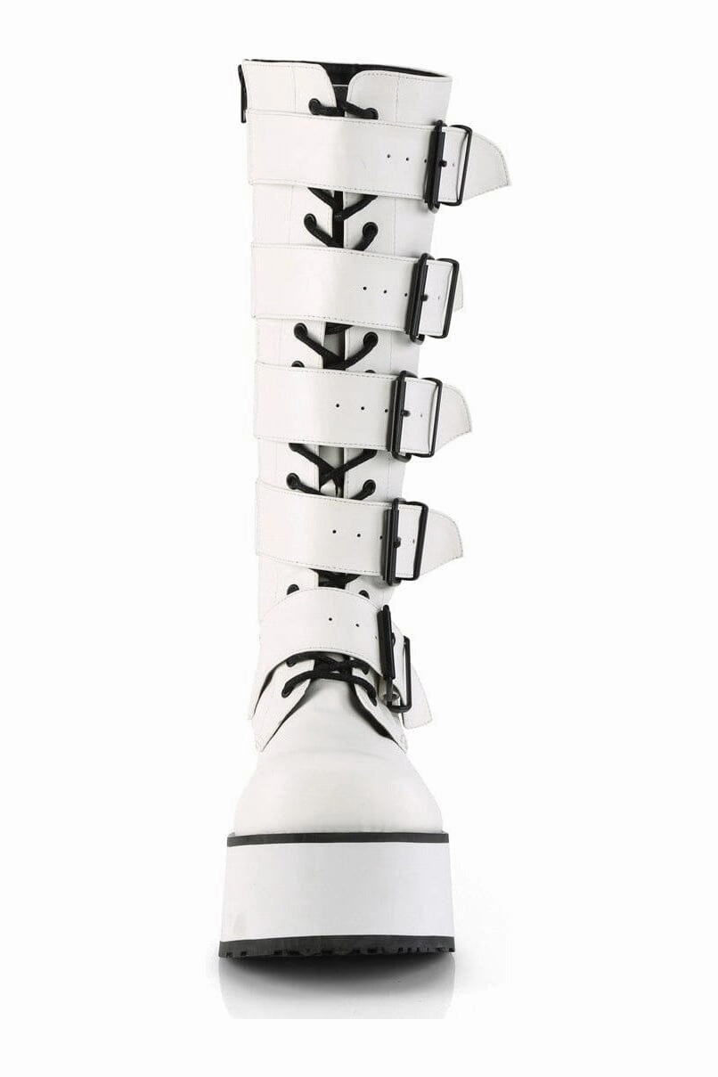 TRASHVILLE-518 White Vegan Leather Knee Boot