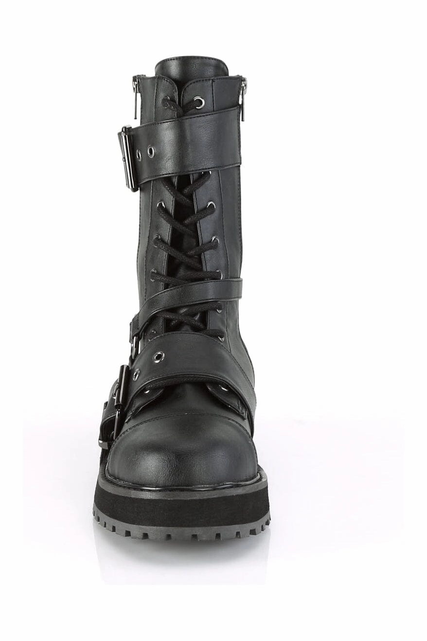VALOR-220 Black Vegan Leather Knee Boot