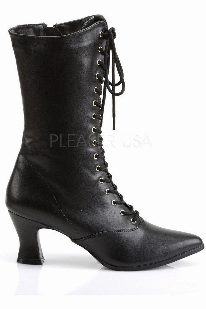 VICTORIAN-120 Ankle Boot | Black Faux Leather