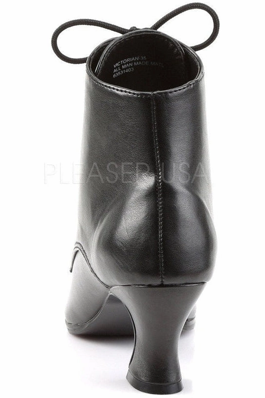VICTORIAN-35 Ankle Boot | Black Faux Leather