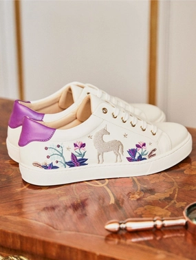 Virevolte Recycled Grain Leather Embroidered Vegan Sneakers | Unicorn