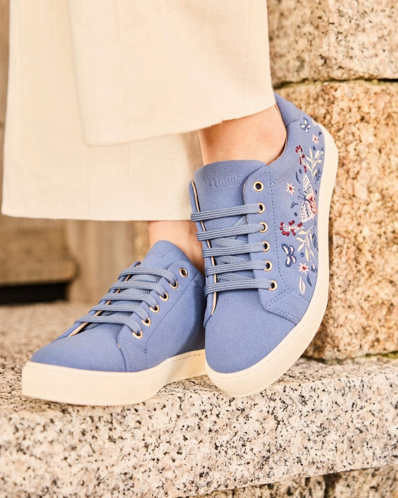 Virevolte Recycled Grain Leather Vegan Sneakers | Cobalt Butterflies