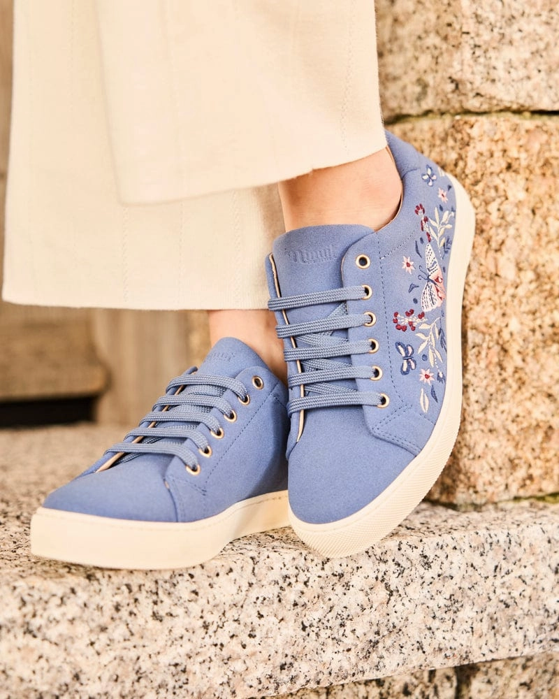 Virevolte Recycled Grain Leather Vegan Sneakers | Cobalt Butterflies