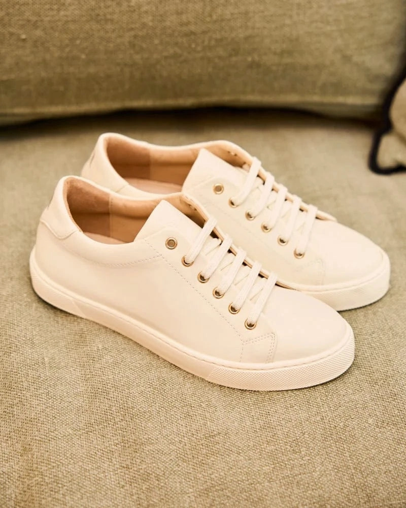 Virevolte Recycled Grain Leather Vegan Sneakers | Cream