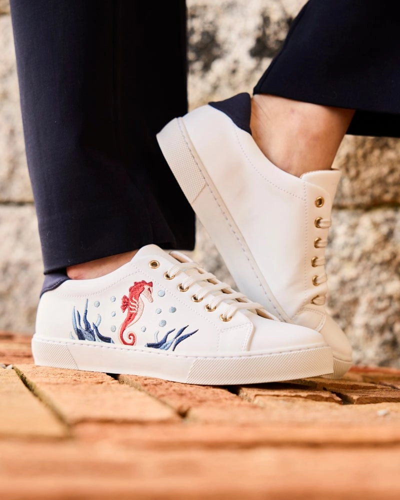 Virevolte Recycled Grain Leather Vegan Sneakers | Seahorse