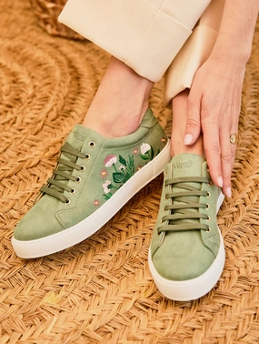 Virevolte Recycled Grain Vegan Suede Embroidered Sneakers | Garden