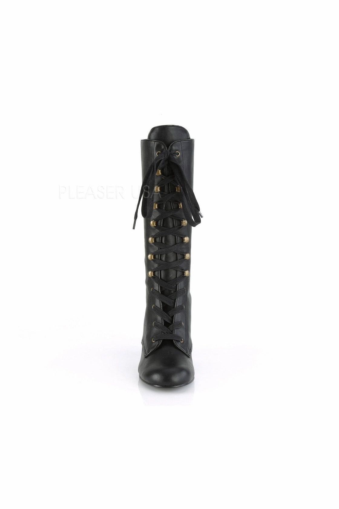 VIVIKA-205 Demonia Knee Boot | Black Faux Leather