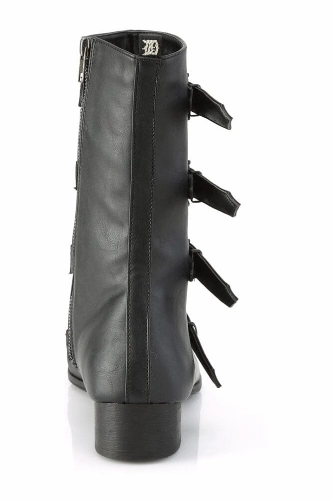 WARLOCK-110-B Black Vegan Leather Knee Boot