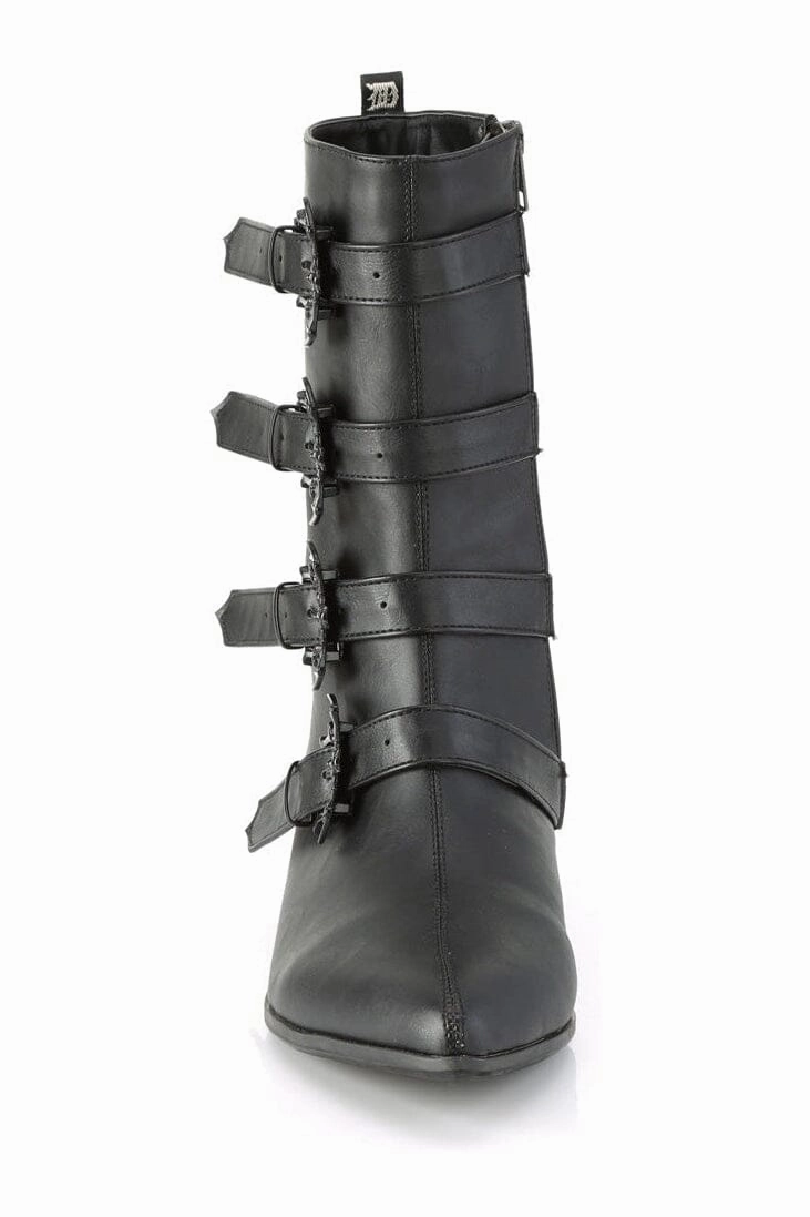 WARLOCK-110-B Black Vegan Leather Knee Boot