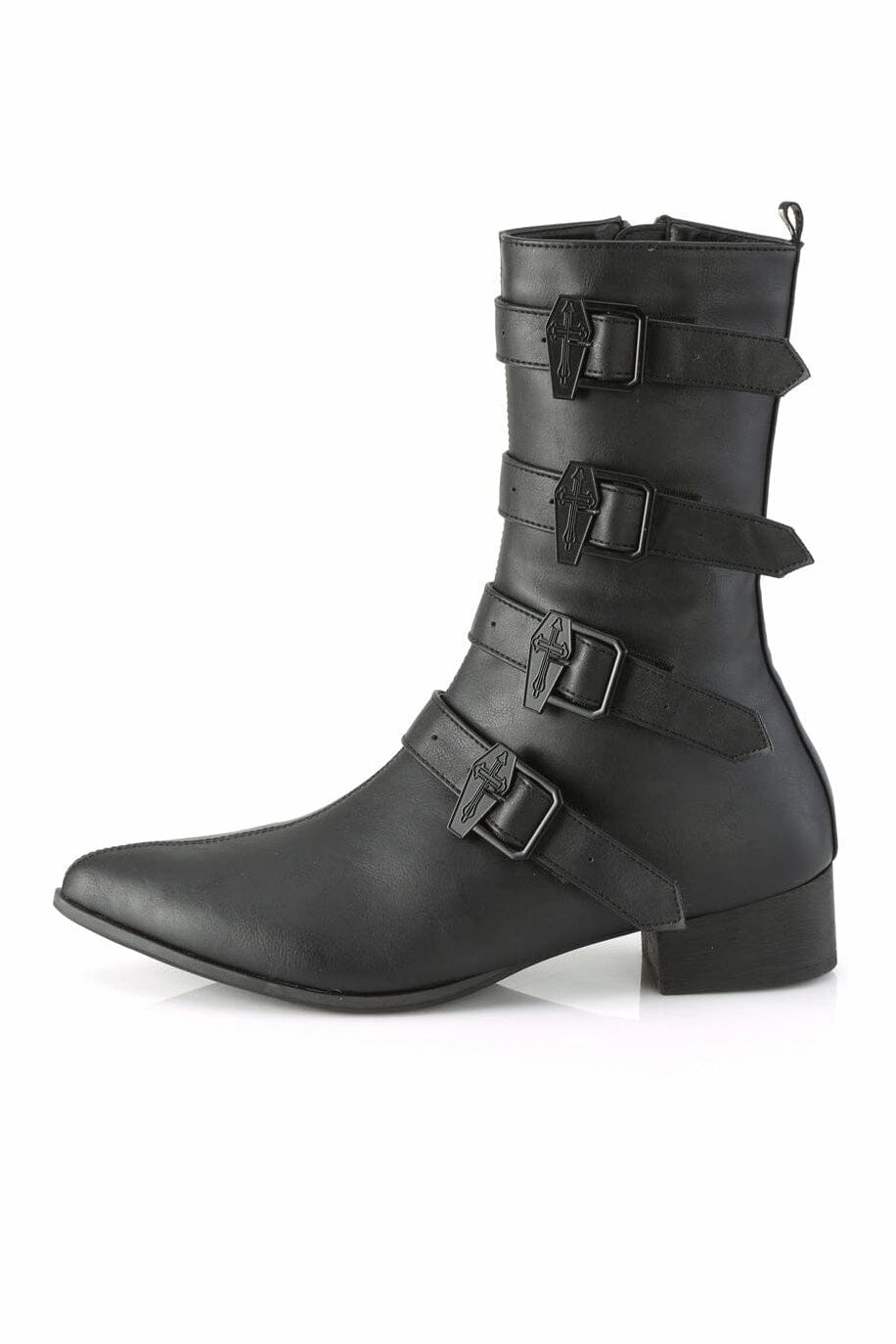 WARLOCK-110-C Black Vegan Leather Knee Boot
