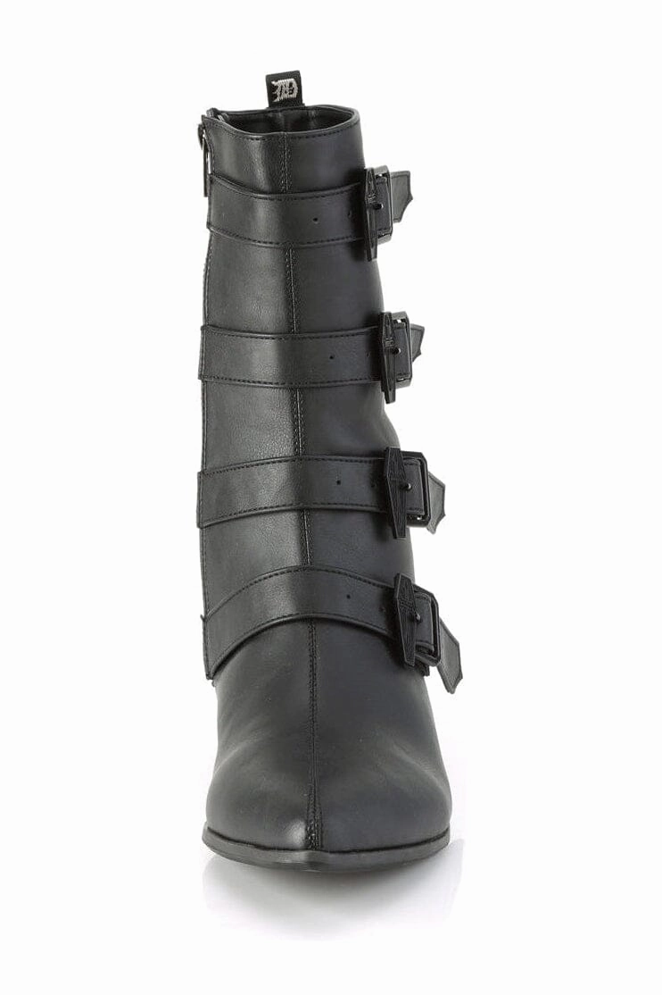 WARLOCK-110-C Black Vegan Leather Knee Boot