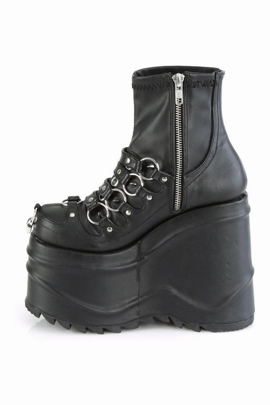 WAVE-110 Ankle Boot | Black Faux Leather
