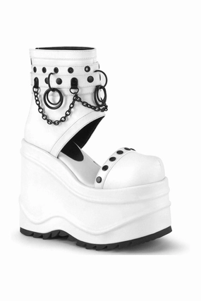 WAVE-22 Ankle Boot | White Faux Leather