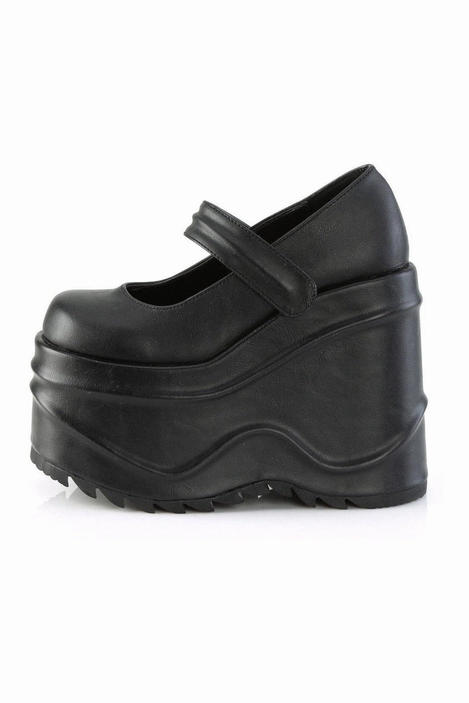WAVE-32 Mary Jane | Black Faux Leather